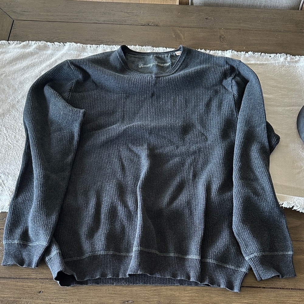Tommy Bahama Black Crewneck Sweater Soft Ribbed Casual
